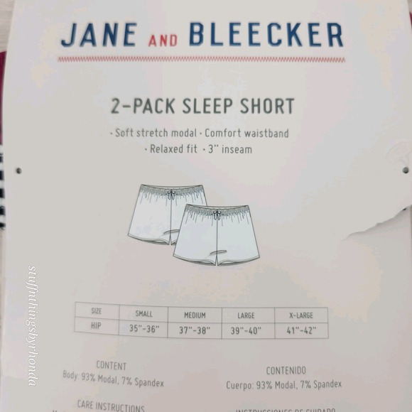 New In Package Jane & Bleecker Women's 2-Pack Sleep Shorts Maroon/Navy Stripe XL - Picture 3 of 4